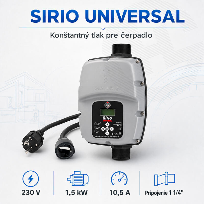 Frekvenčný menič Italtecnica SIRIO UNIVERSAL s kabelážou pre jednofázové čerpadlo