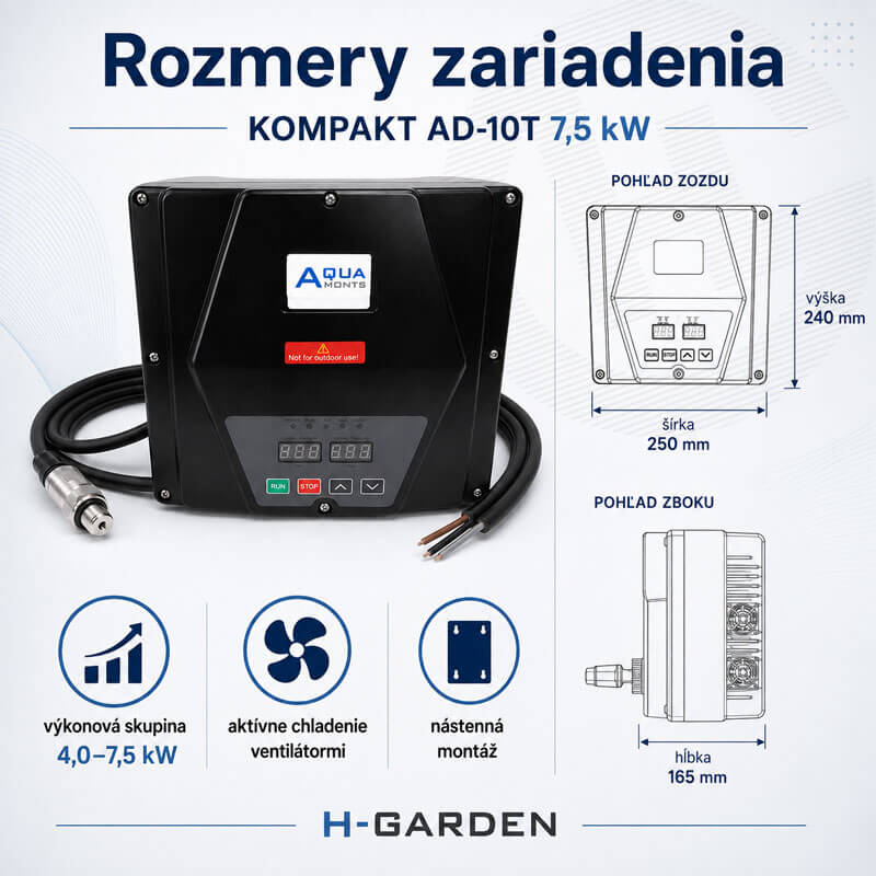 Rozmery frekvenčného meniča KOMPAKT AD-10T 7,5 kW