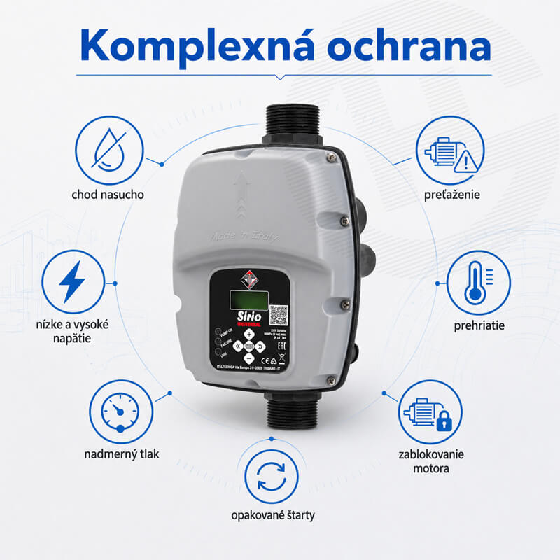 Ochranné funkcie frekvenčného meniča SIRIO UNIVERSAL