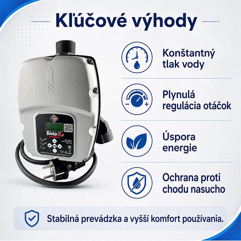 Kľúčové výhody frekvenčného meniča SIRIO UNIVERSAL XP