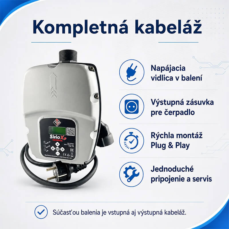 Kompletná kabeláž frekvenčného meniča SIRIO UNIVERSAL XP