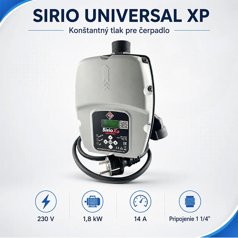 Frekvenčný menič SIRIO UNIVERSAL XP pre konštantný tlak vody