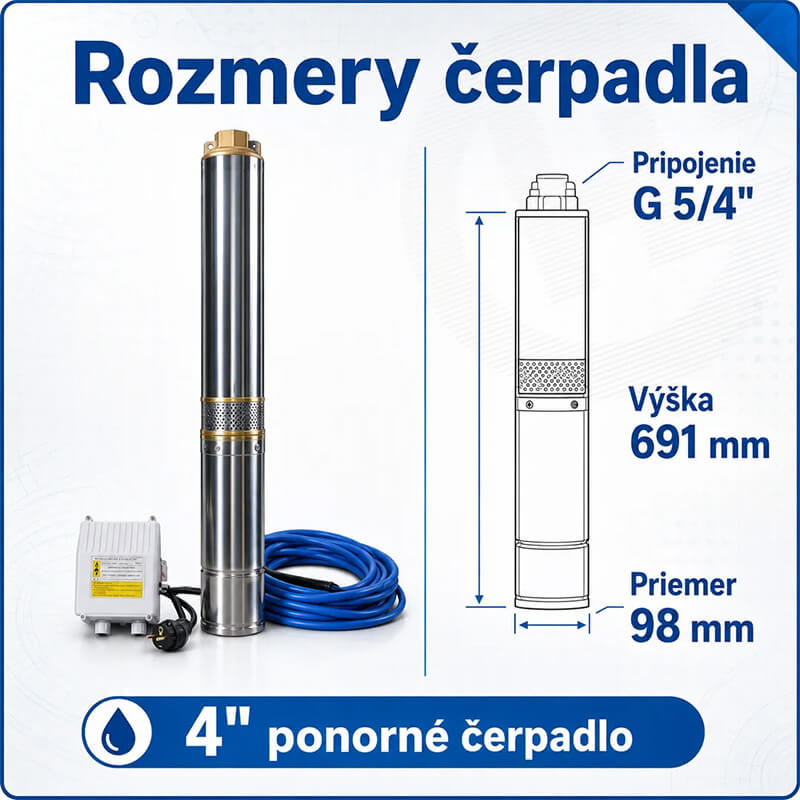 Rozmery ponorného čerpadla AQUANAUT 96 C/7 do vrtu
