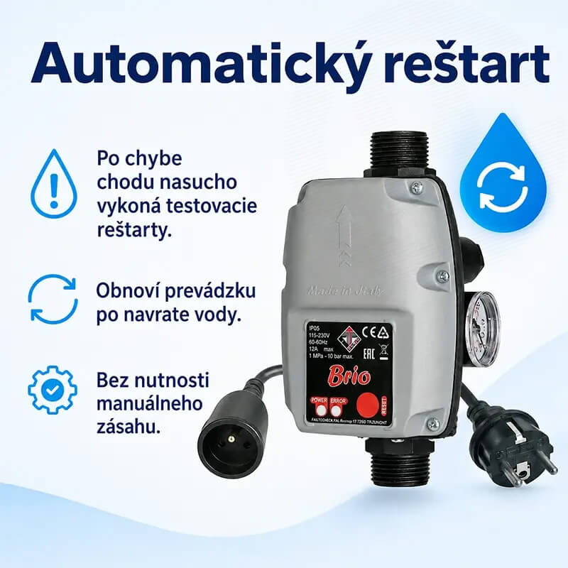 Automatický reštart po chode nasucho pri Italtecnica BRIO 2021