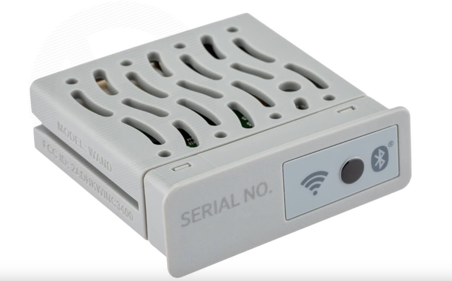 zasuvny-modul-hunter-biela-ploska-plastova-krabicka-s-otvormi-na-vrchu-z-prednej-strany-su-ikonky-wifi-a-bluetooth