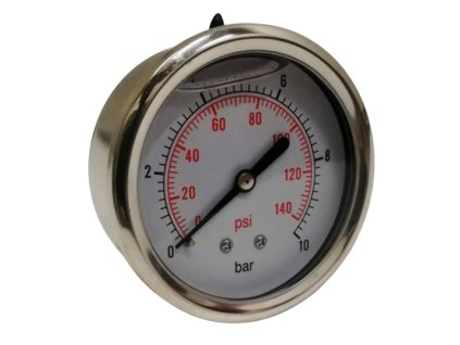 Glycerínový manometer 1/4", 0-10 bar - zadný vývod