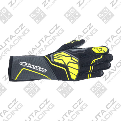 Alpinestars rukavice Tech-1 ZX v4 FIA/SFI šedá/černá/žlutá