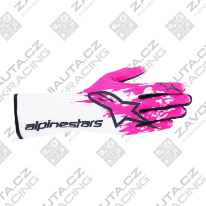 Alpinestars rukavice Tech-1 K v3 - FIA 8877-2022 - bílá/růžová/černá