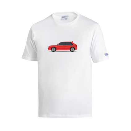 Sparco pánské tričko Lancia Delta HF Integrale bílá/červená - přední strana