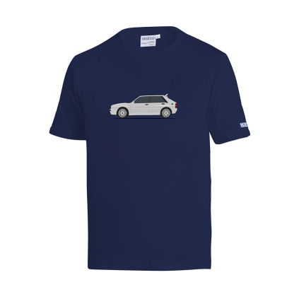 Sparco pánské tričko Lancia Delta HF Integrale modrá/bílá - přední strana