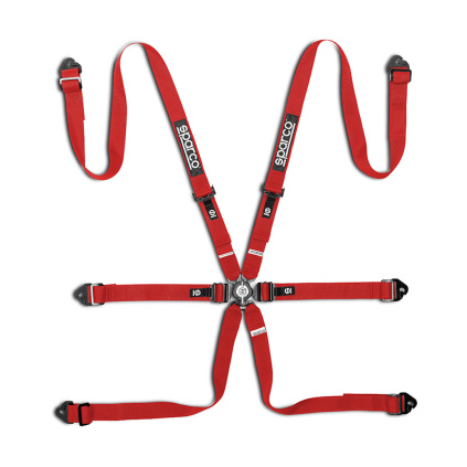 Sparco 6-bodový pás Competition H-2 PD FIA 8853-2016 - červená