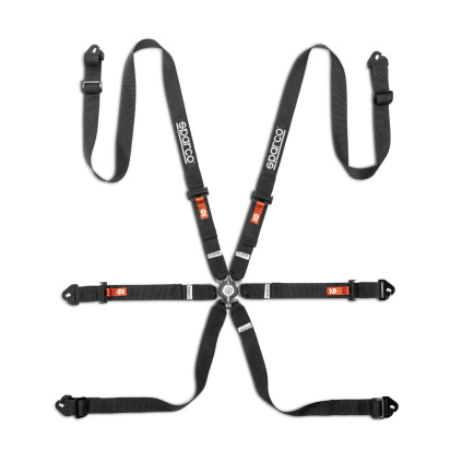 Sparco 6-bodový pás Competition H-2 PU FIA 8853-2016 - černá