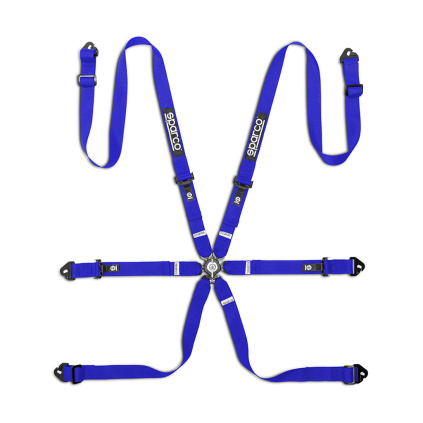 Sparco 6-bodový pás Competition H-2 PU FIA 8853-2016 - modrá