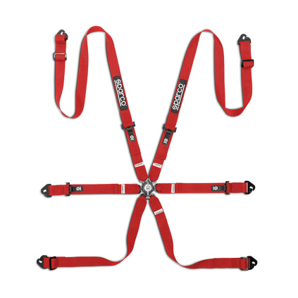 Sparco 6-bodový pás Competition H-2 PU FIA 8853-2016 - červená