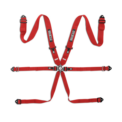 Sparco 6-bodový pás Competition H-3 Steel FIA 8853-2016 - červená