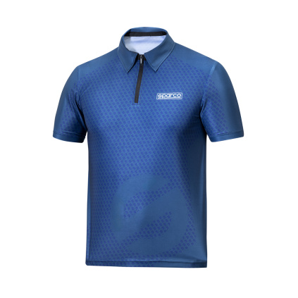 Sparco pánské polo tričko se zipem modrá - přední strana