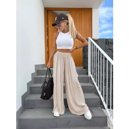 široké letní kalhoty béžové