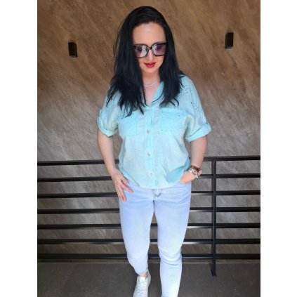 lněná košile mint