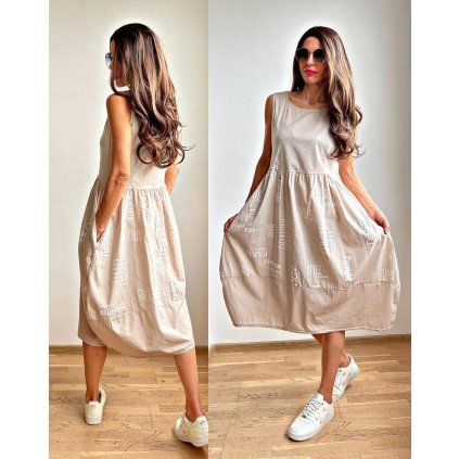 šaty s tílkem béžové