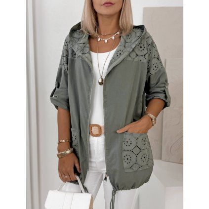 dámská letní košile na zip khaki