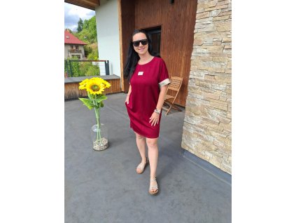 máslové šaty krátké bordo