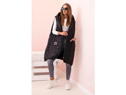 Dámská prošívaná vesta Plus Size s kapucí na zip/Barvy (Velikost universal, Barva Černá)