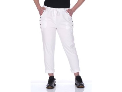plussize kalhoty v pase na gumu bílé
