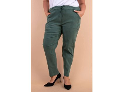 plussize kalhoty v pase na gumu zelené
