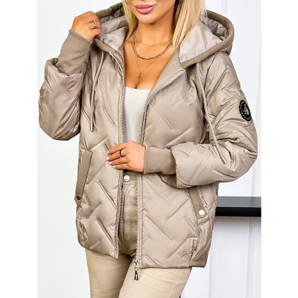 krátká podzimní bunda s kapucí béžová