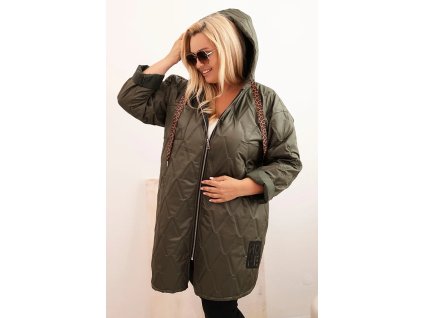 Dámská bunda Plus Size prošívaná s kapucí a nápisem HOPE/barvy (Velikost universal, Barva Světle béžová)