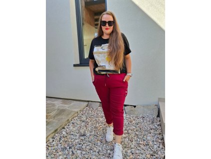 plussize kalhoty bordo