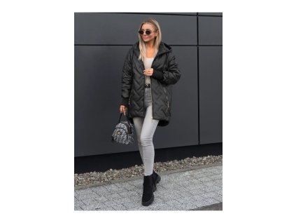 podzimní prošívaná bunda dlouhá černá plussize