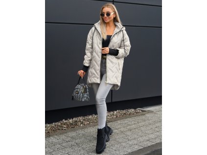 dlouhá podzimní bunda plussize béžová