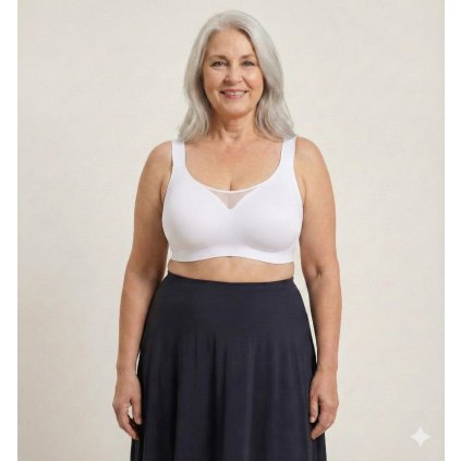podprsenka pro velká prsa s širokými ramínky bezešvá bílá