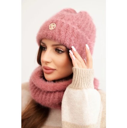 Dámský huňatý set tmavě růžový (Velikost universal, Barva Tmavě růžová)