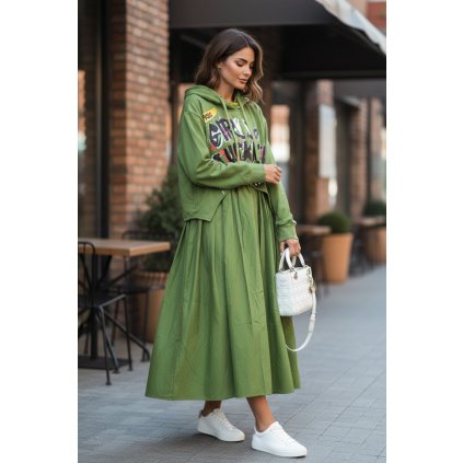 Oversize šaty BOSS zelené