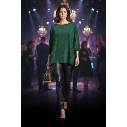 třpytivá oversize tunika zelená