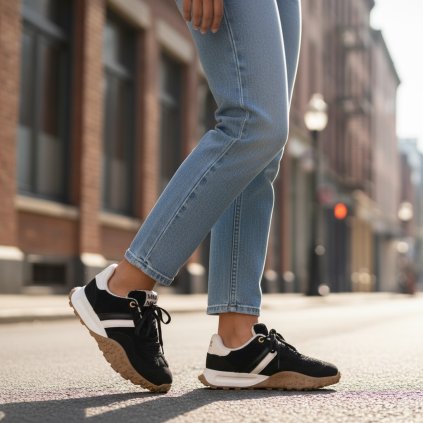 nízké tenisky s vnitřním kožíškem černé