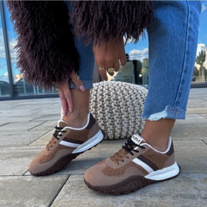 nízké tenisky s kožíškem hnědé