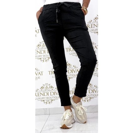 krčené kalhoty zateplené černé