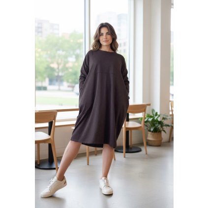 plussize šaty hnědé