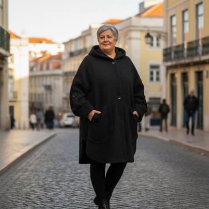 oversize kabát černý