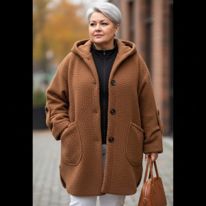 oversize kabát hnědý