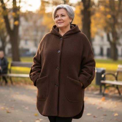 oversize kabát hnědý