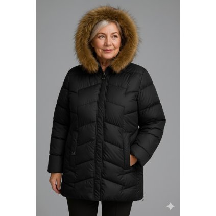 zimní bunda s kapucí pro ženy nejen 50+60+70+ černá