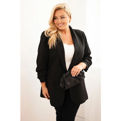 Dámské plus size sako černé (Velikost universal, Barva Černá)