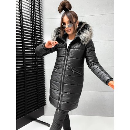 dlouhý zimní kabát černý