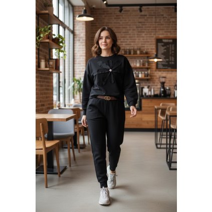 mikina s květinou černá