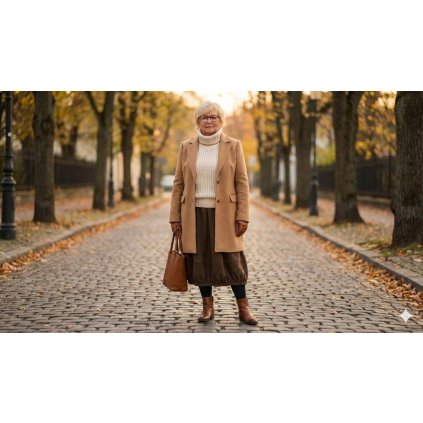 dlouhá máselková sukně v pase na gumu hnědá