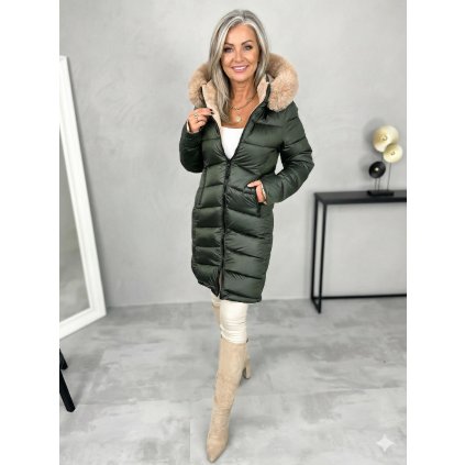 prošívaný oboustranný zimní kabát zelený